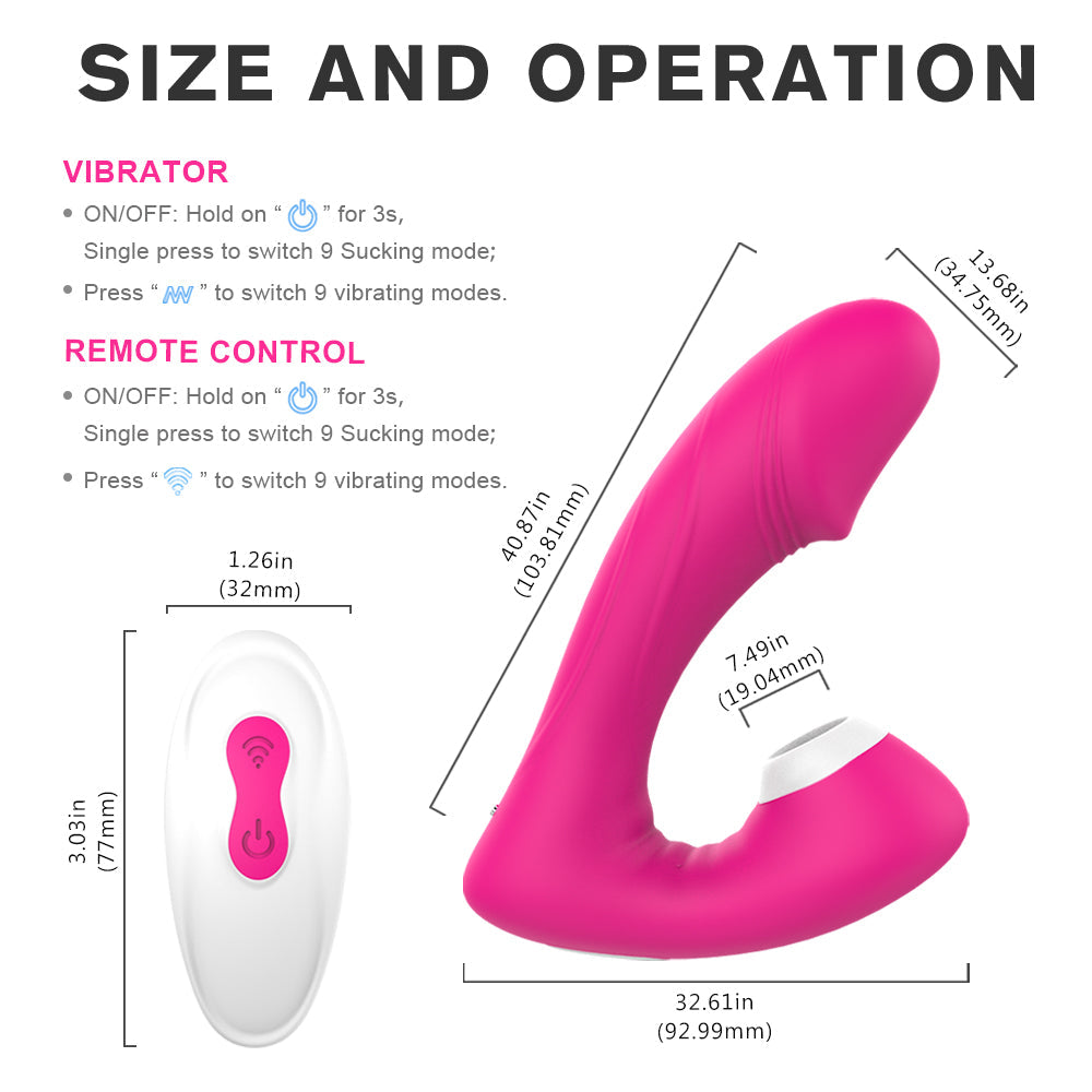 Clitoral Sucking Dildo Vibrator G Spot 9 Vibration & Suction Modes