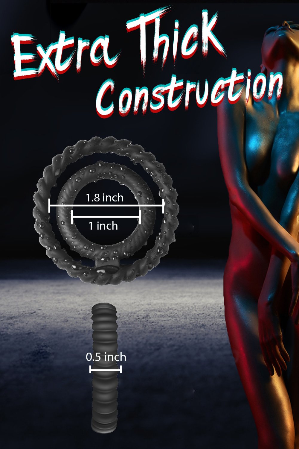 Silicone Dual Penis Ring Stretchy Erection Enhancing Cock Ring