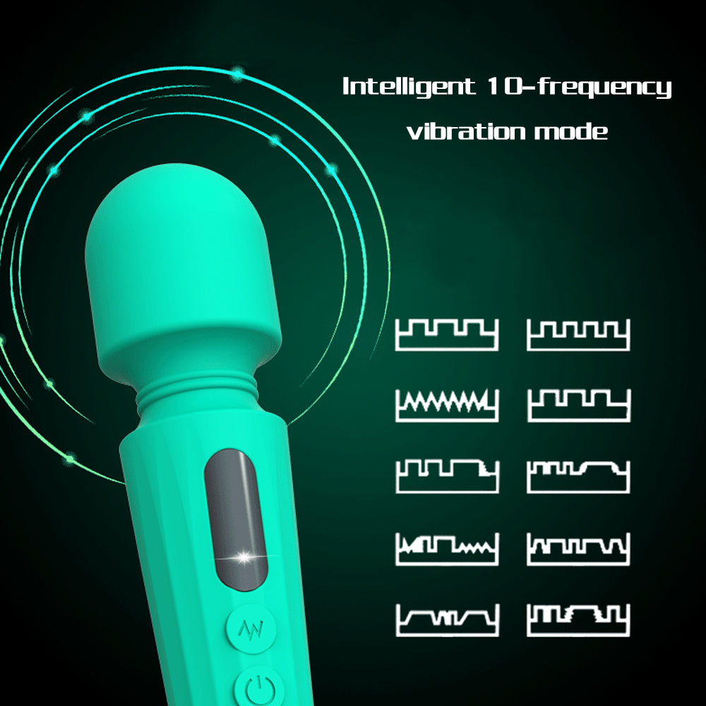 10 Modes Waterproof Silicone Wand Vibrator Perfect for Tension Relief