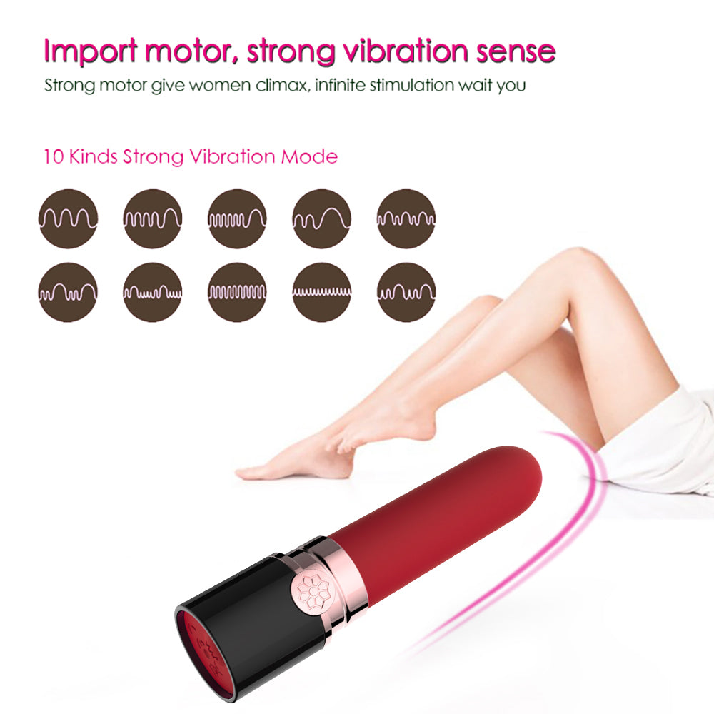 Lipstick Vibe Bullet Vibrator 10 Vibrations G-spot Nipple Stimulator