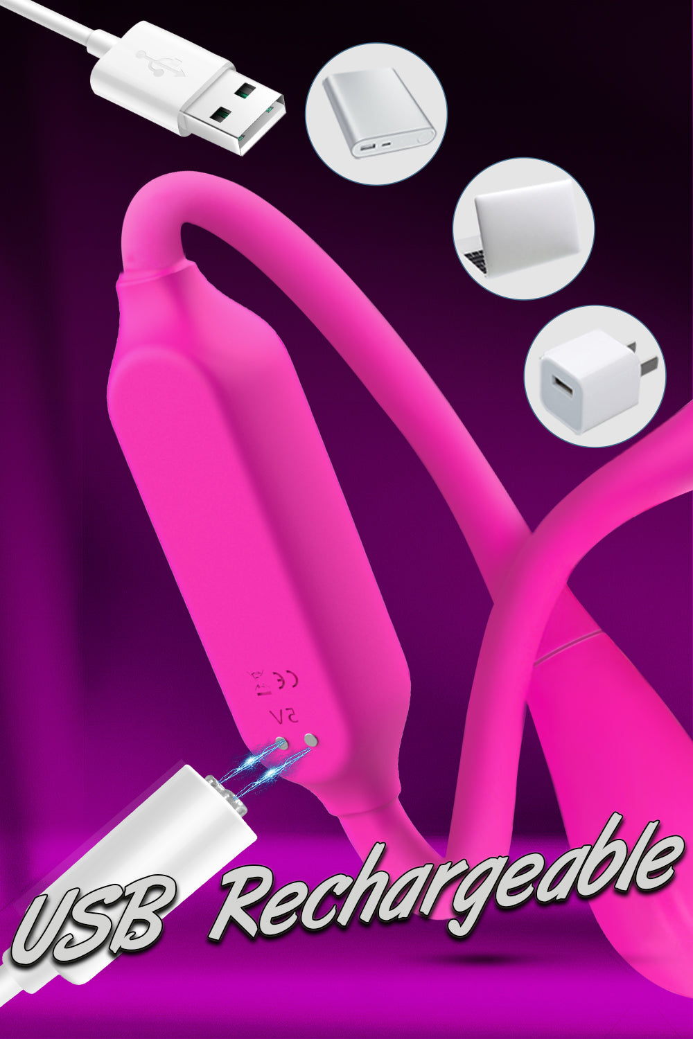 Double Ended Dildo Vibrator Stroking Stimulator with 9 Vibrations