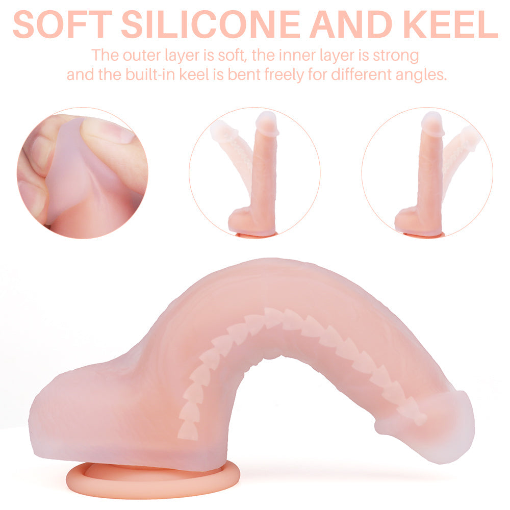 7.68 Inch Silicone Soft Flexible Realistic Dildo With The Keel