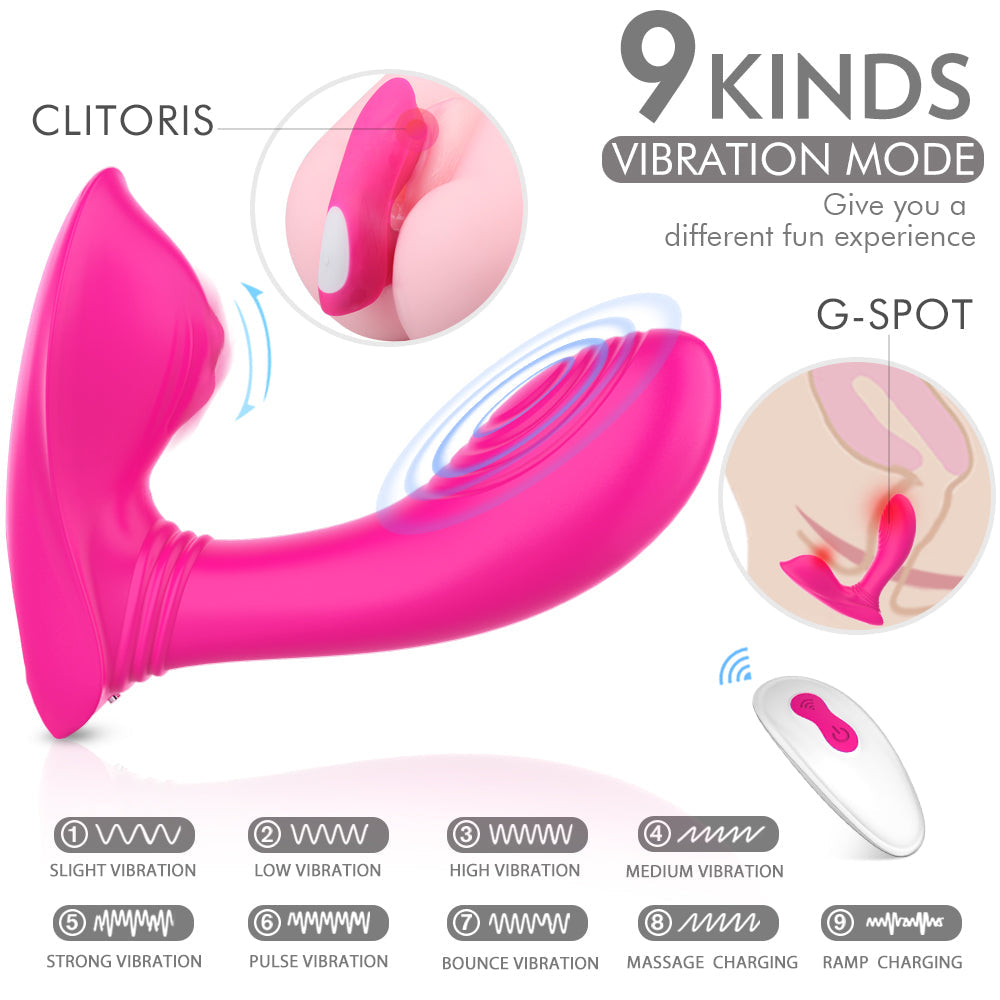 2*9 Modes Clitoris Sliding G Spot Flapping Panty Vibrator with Remote