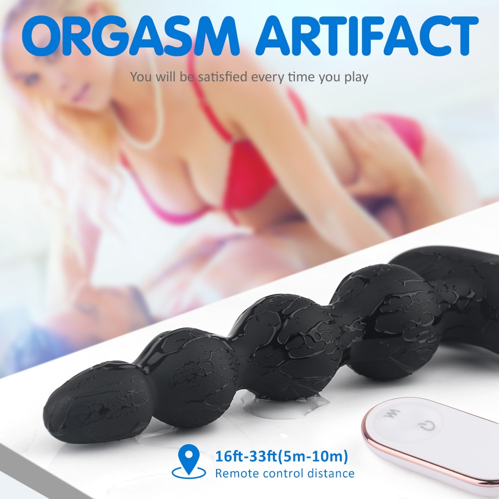 Remote Control 9 Modes Butt Plug Anal Gradient Beads Fit Snugly Orgasm