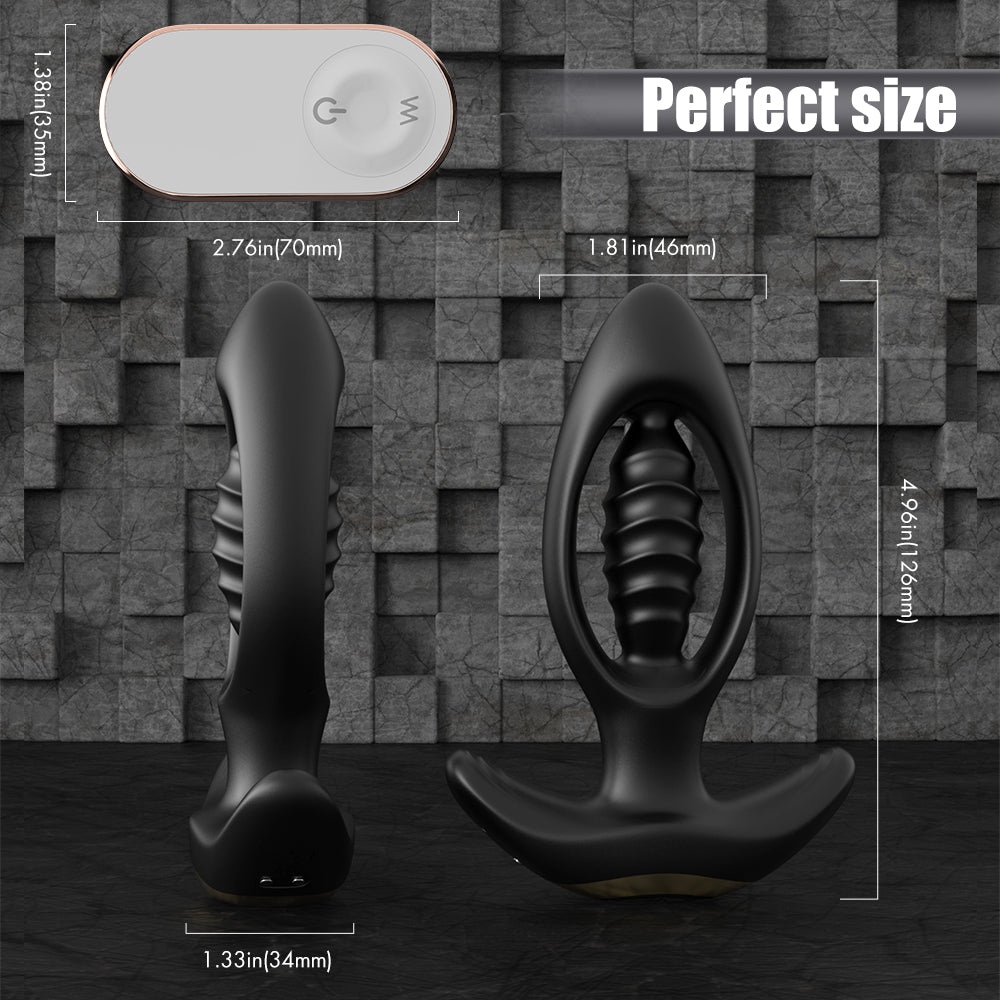 9 Powerful Mode Hollow Spiral Anal Vibrator P-Spot Stimulate With Remote