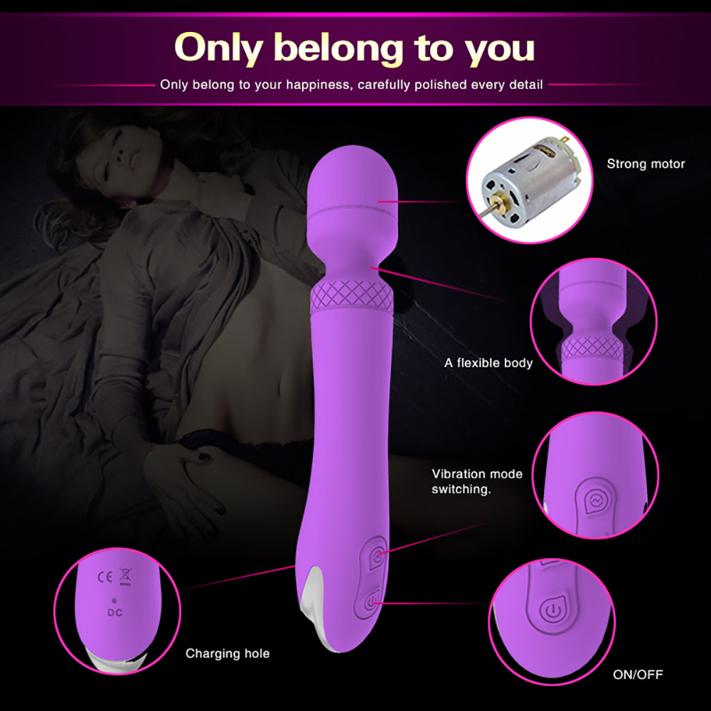 10 Patterns 360° Rotating Stimulation Flexible Powerful Wand Massager