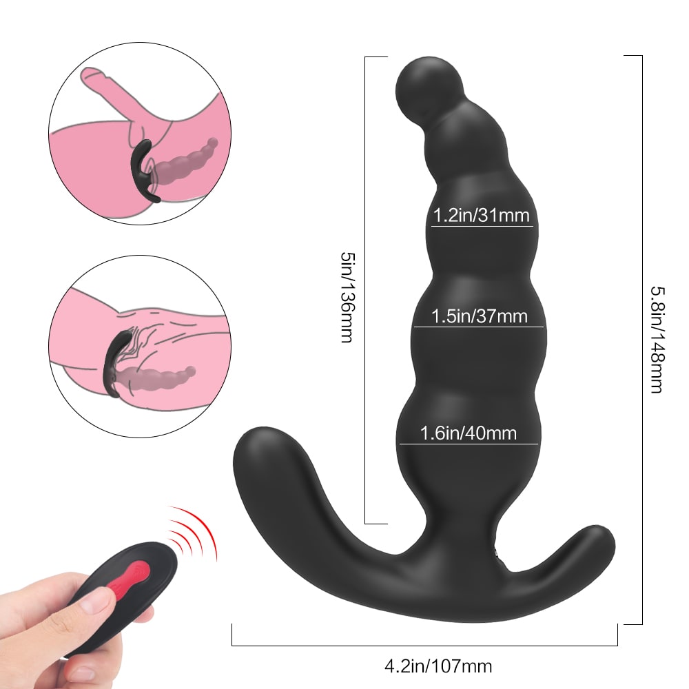 Vibrating Anal Prostate Massager with Beads Butt Plug Vibrator