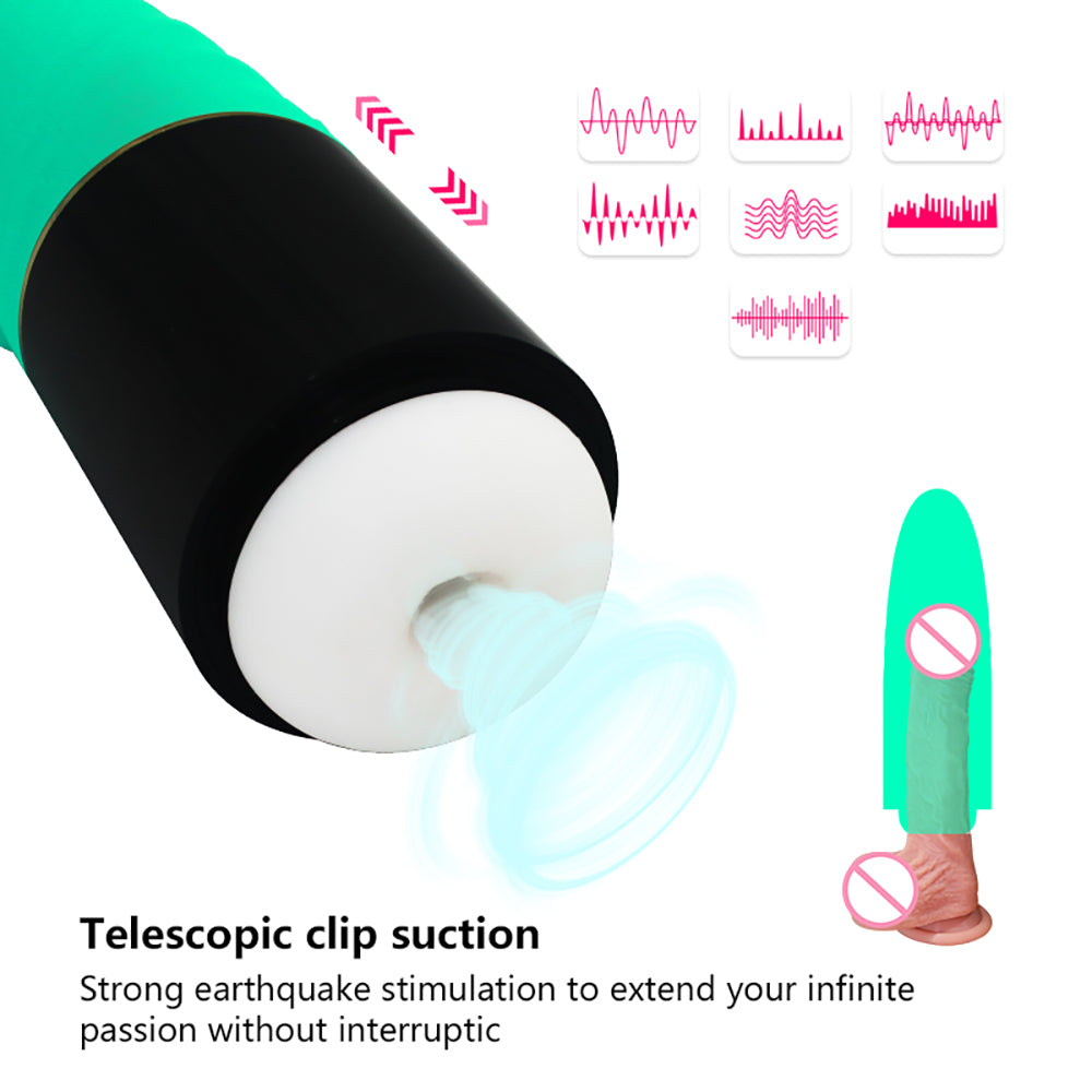 9 Telescopic Clip Suctions Automatic Male Masturbator with Live Voice