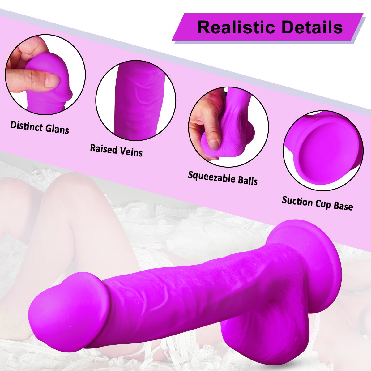 9.5 Inch Super Soft Liquid Realistic Silicone Dildo Lifelike Penis