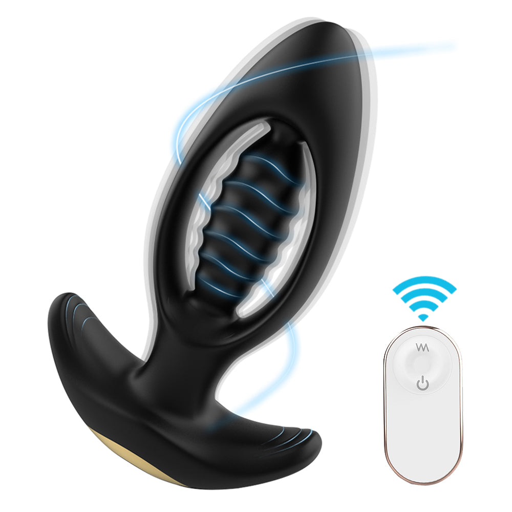 9 Powerful Mode Hollow Spiral Anal Vibrator P-Spot Stimulate With Remote