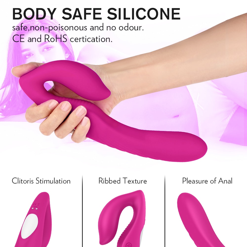 Remote Control Strapless Strap on Dildo Dual Vibrator 9 Speeds