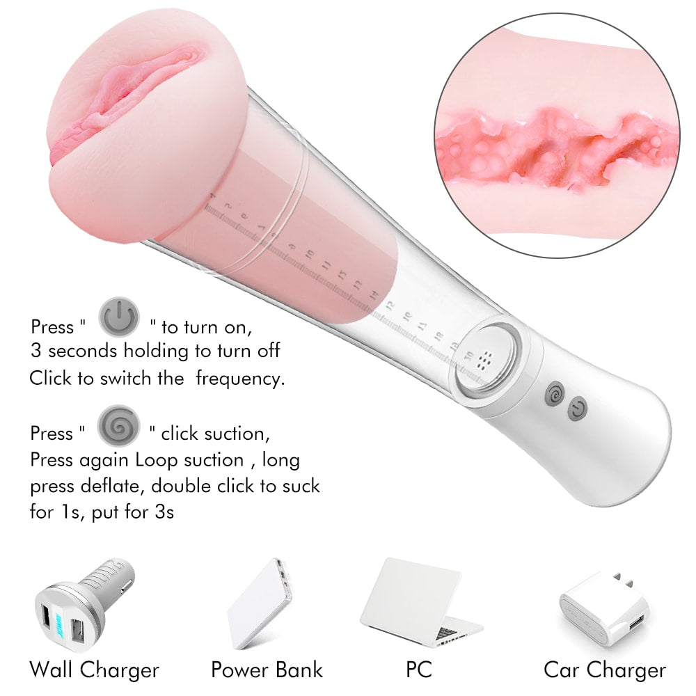 2 IN 1 Detachable Male Masturbation Cup Automatic 9-Suction Enlarger