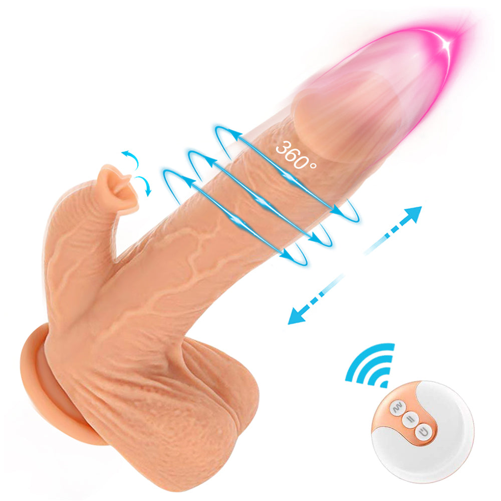 9.8 Inch Liquid Silicone Realistic Licking Thrusting Rotating Dildo