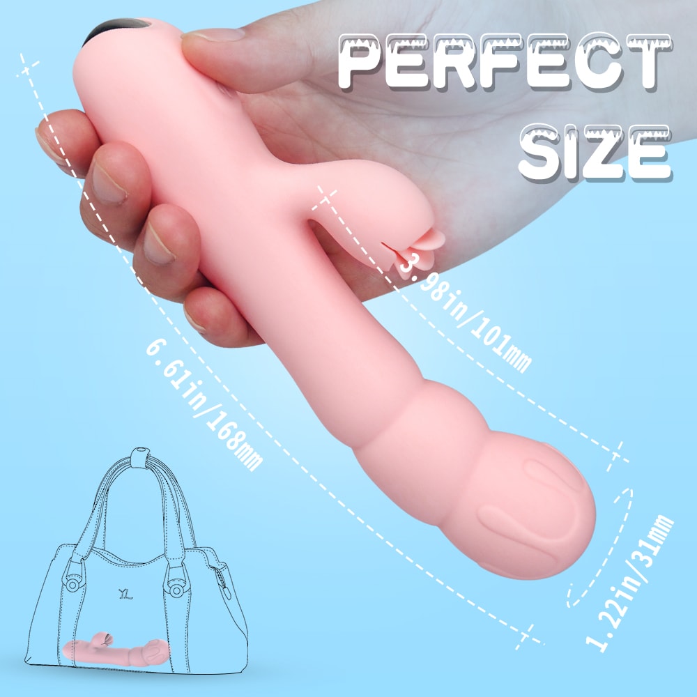 9 Vibration Modes Soft Rabbit Vibrator with Tongue Clitoris Licking