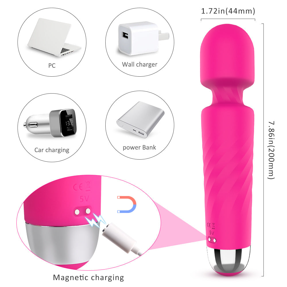 Mute Wand Massager Rechargeable 7 Frequencies 4 Speeds Body Recovery