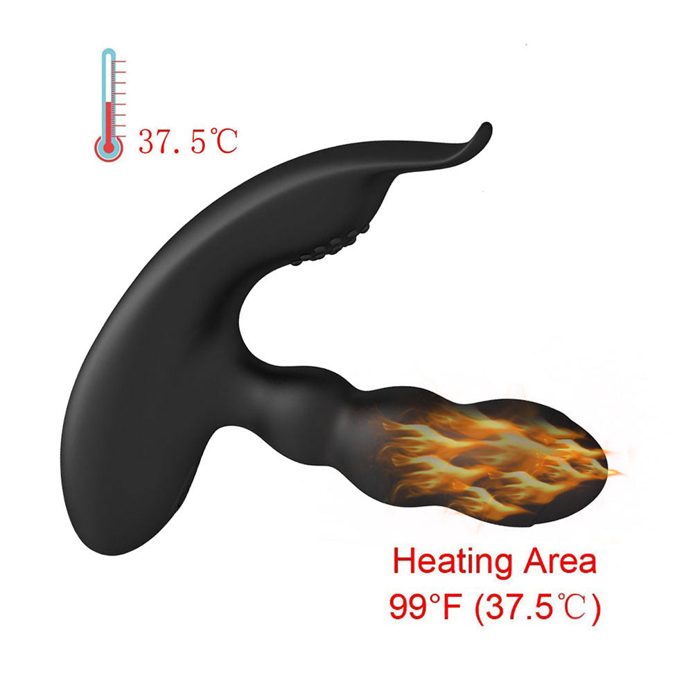 Heating Vibrating Prostate Massager Bendable Shaft Perineum Stimulator