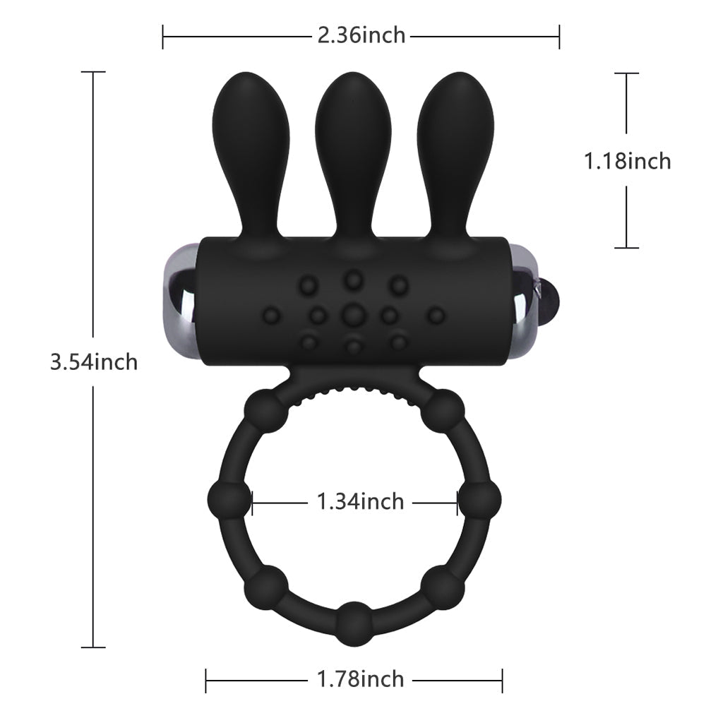 Penis Ring Vibrator With Rabbit Ears Mini Bullet Clitoris Stimulator