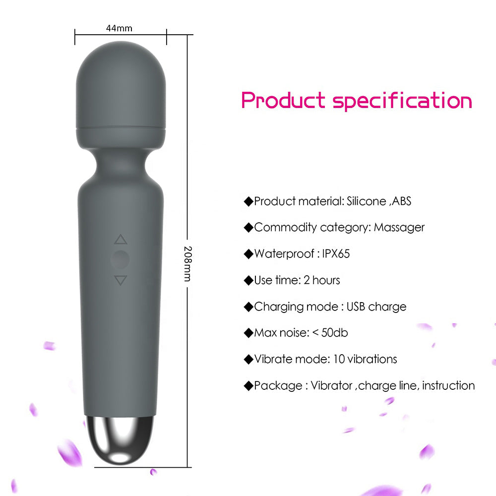 10 Speeds Silicone Power Personal Body Wand Massager for Women & Men