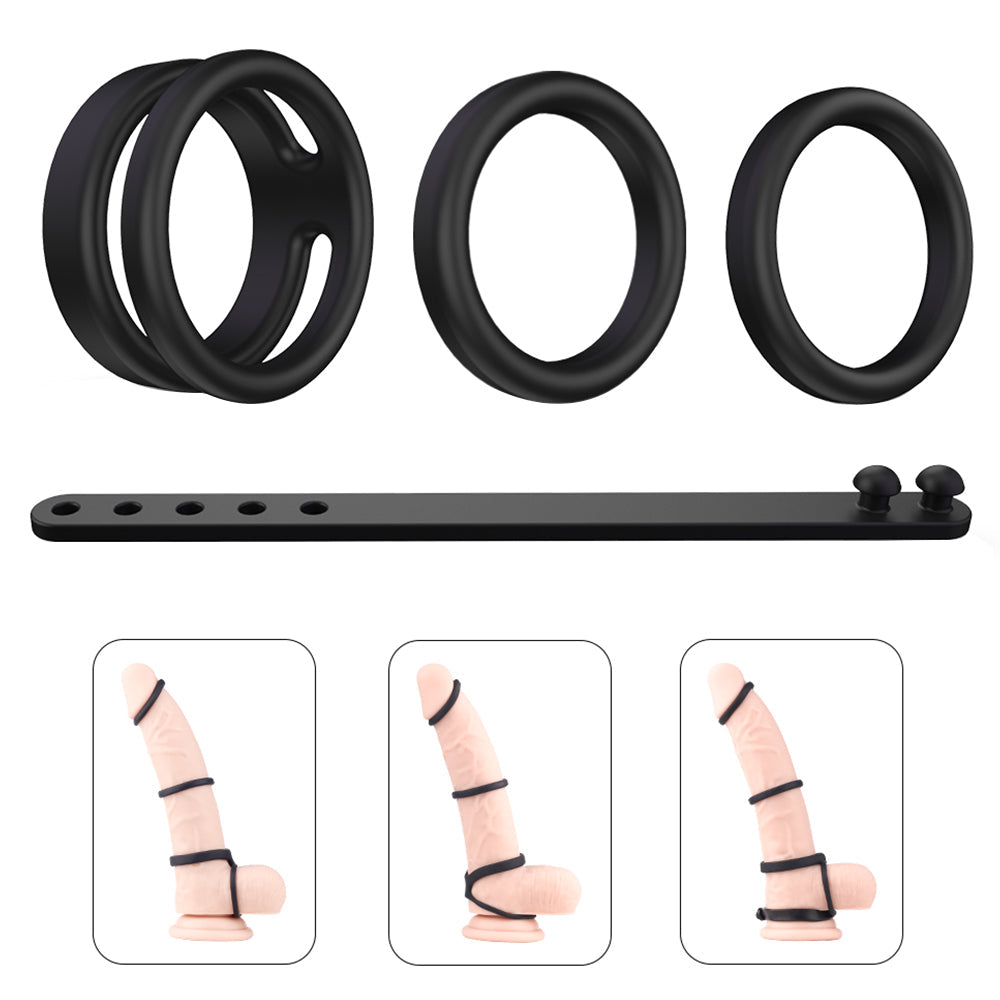 Adjustable Silicone 4 Sizes Penis Ring Set Multi-Combination Play