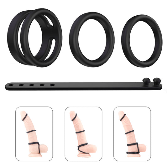 Adjustable Silicone 4 Sizes Penis Ring Set Multi-Combination Play