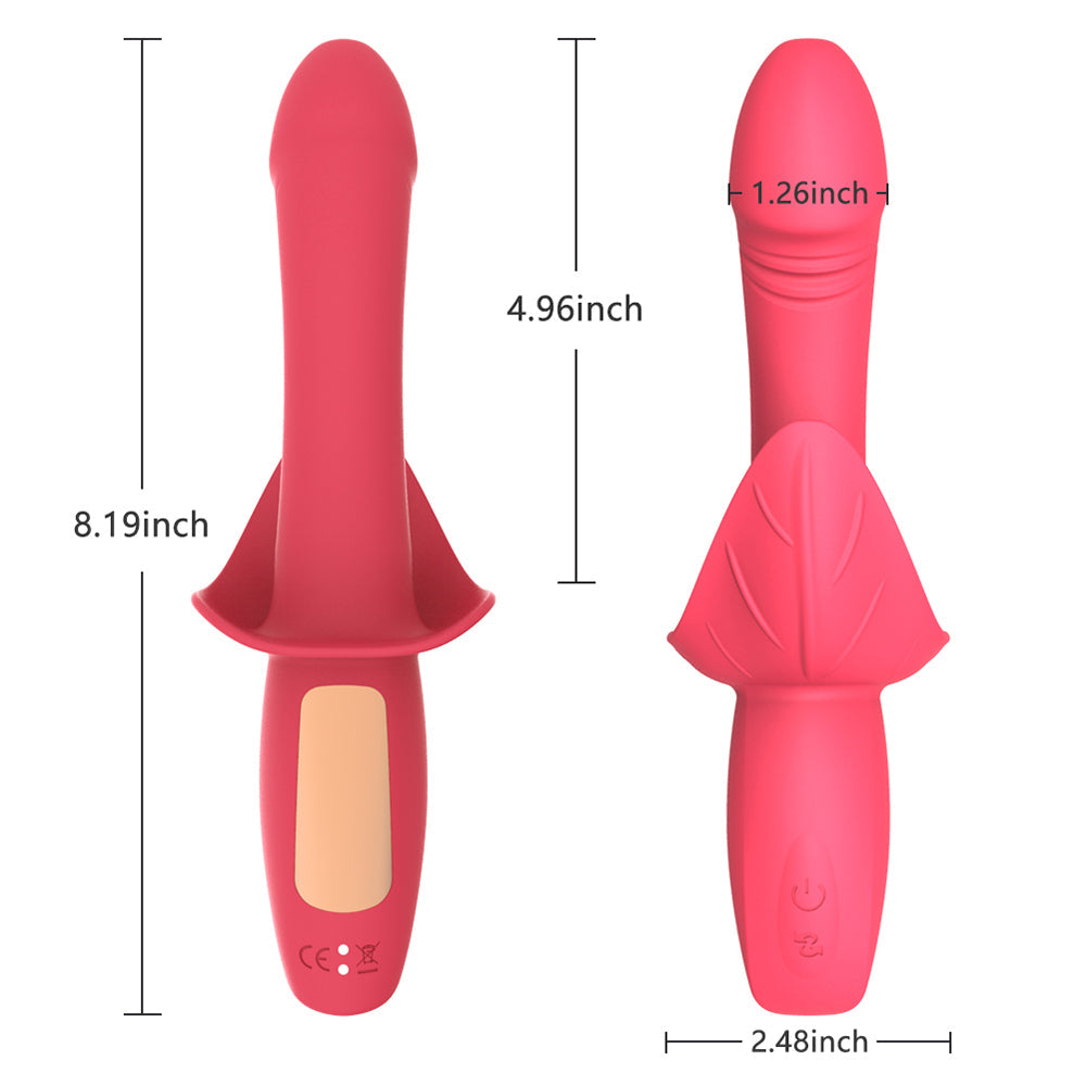 16 Powerful Patterns Soft G-Spot Dildo Vibrator with Clit Stimulation