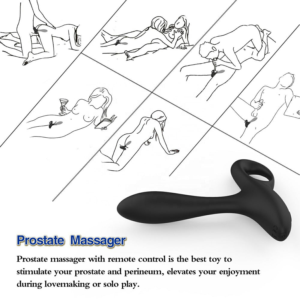 Wireless Remote 10-Mode Bendable Plug Anal Prostate Vibrator Pull Ring