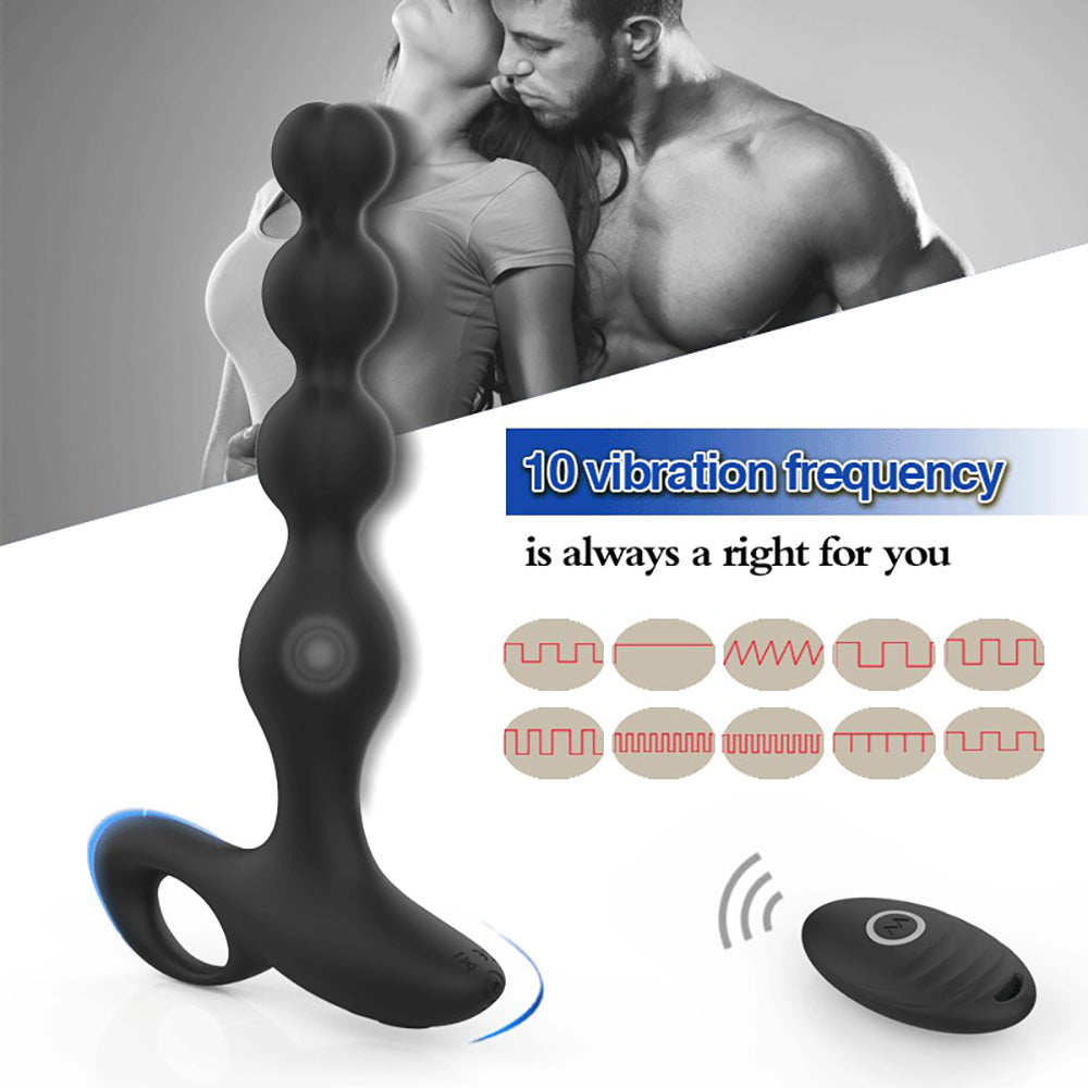 Remote Control 10 Modes Vibrating Anal Beads Plug Prostate Training