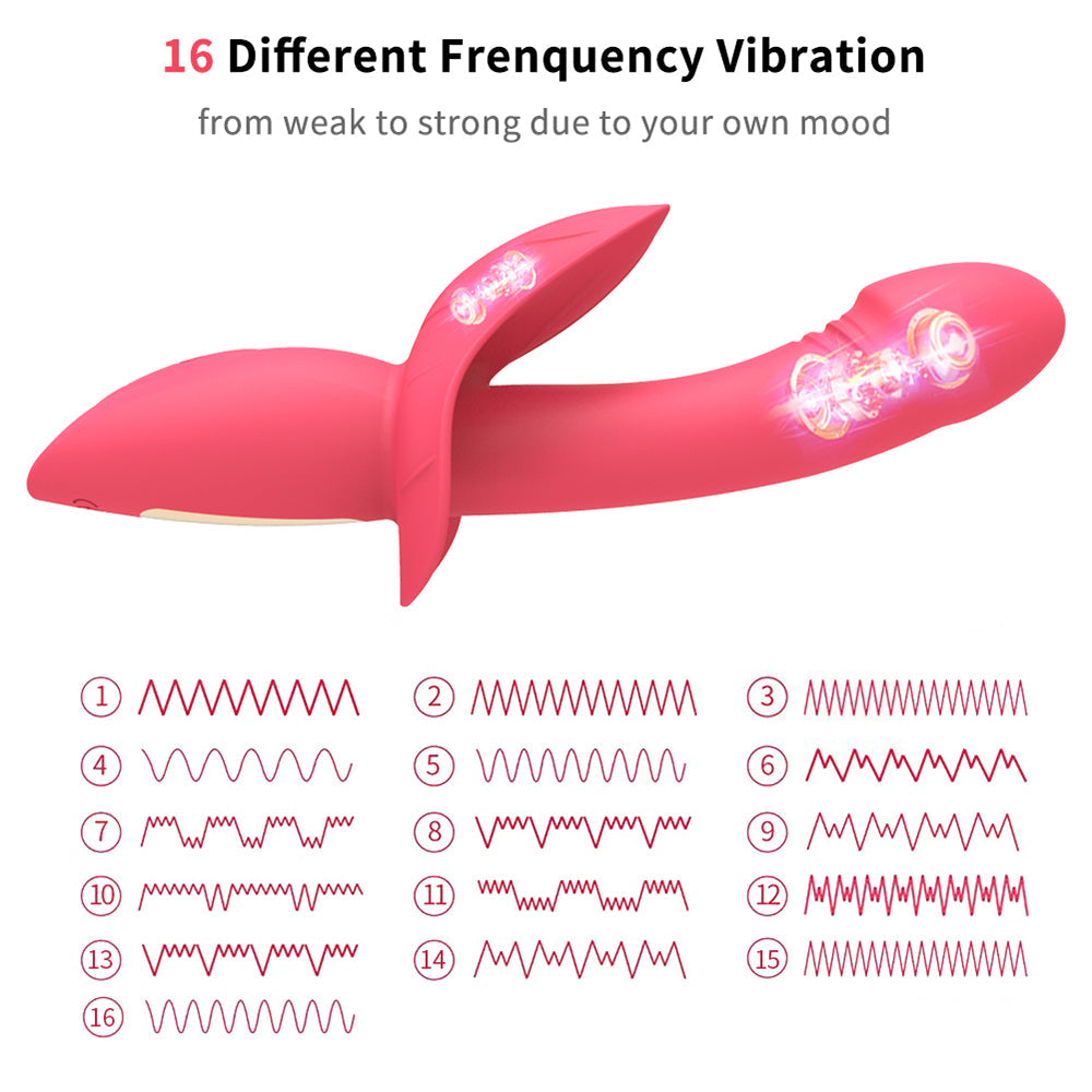 16 Powerful Patterns Soft G-Spot Dildo Vibrator with Clit Stimulation