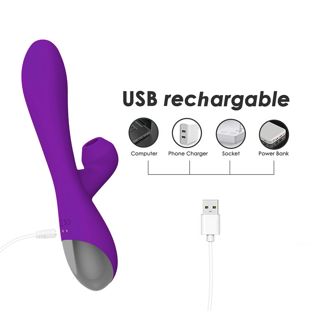 Clitoral Rabbit Vibrator with 7 Vibrating 3 Hitting 7 Sucking Modes