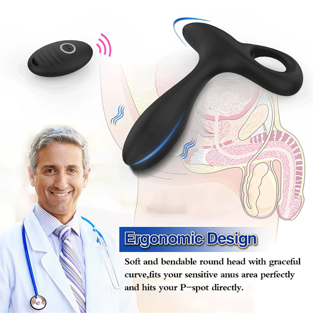 Wireless Remote 10-Mode Bendable Plug Anal Prostate Vibrator Pull Ring