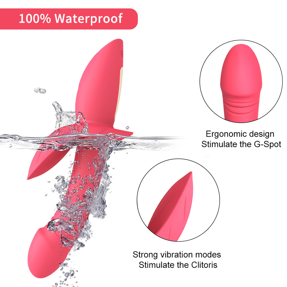 16 Powerful Patterns Soft G-Spot Dildo Vibrator with Clit Stimulation