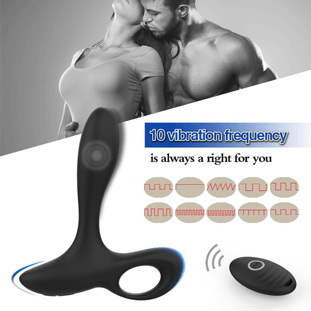 Wireless Remote 10-Mode Bendable Plug Anal Prostate Vibrator Pull Ring