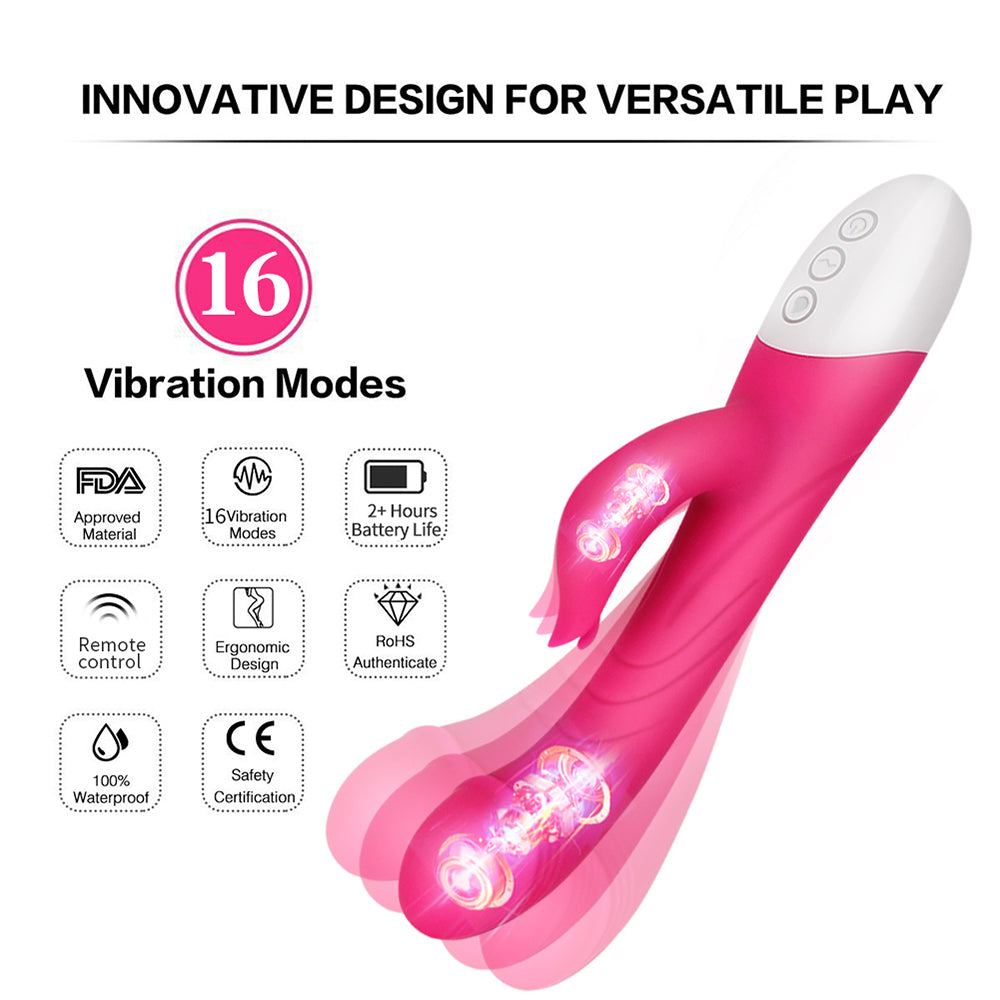 Heating G Spot Dildo Rabbit Vibrator with 16 Vibration Modes for Women