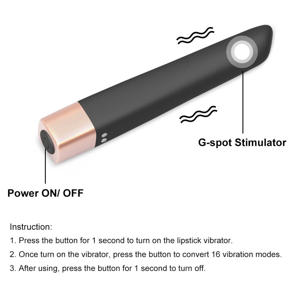 Magnetic Charging Bullet Vibrator with Angled Tip Nipple Stimulation