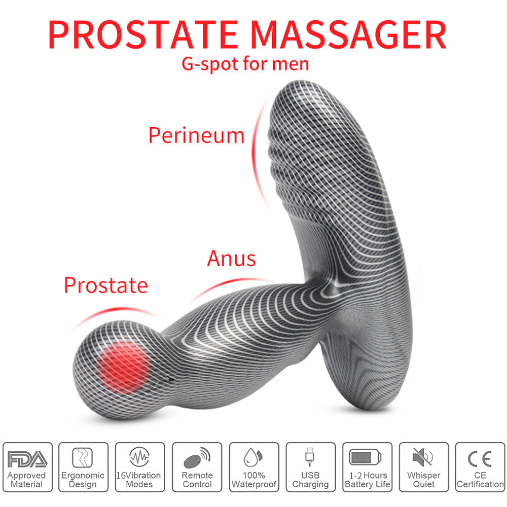 Heating Prostate Massager Carbon Fiber Pattern 3 Rotation 16 Vibration