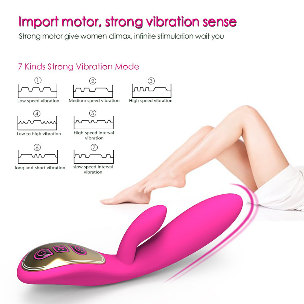 7 Modes Waterproof G-Spot Rabbit Massager Rechargeable Dual Stimulation