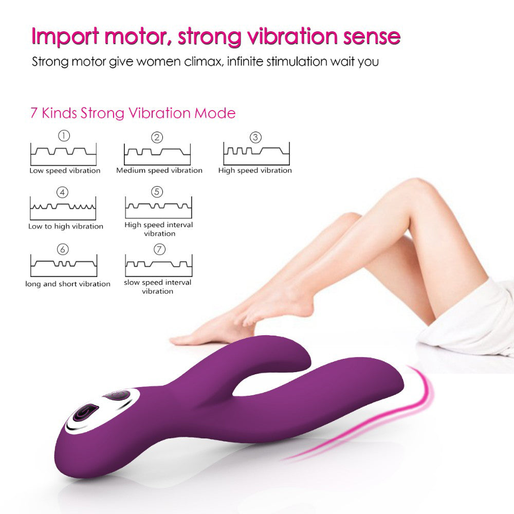 7 Kinds Speeds Rabbit Dildo Vibrator C G Point Stimulating Same Time