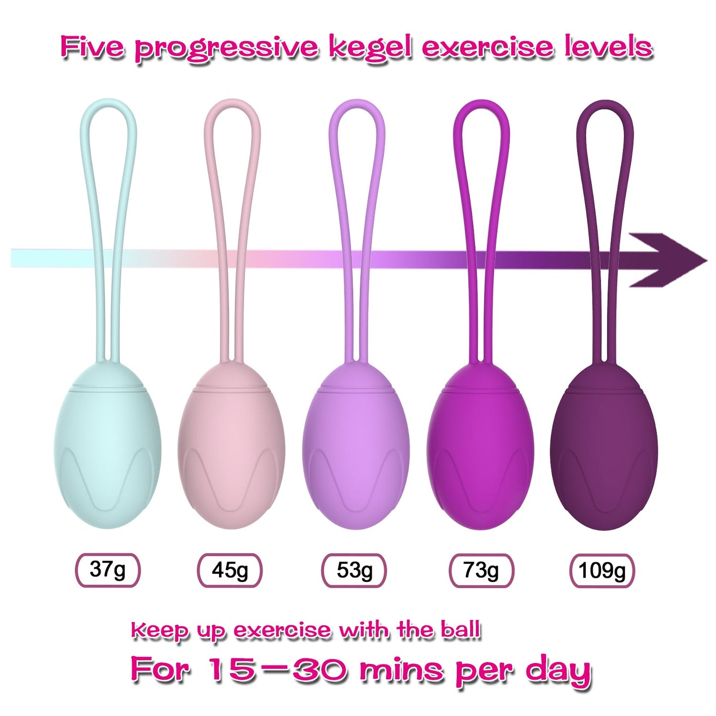 Kegel Ball Exercise Weights Pelvic Floor Tightening Ben Wa 5 Pcs Set