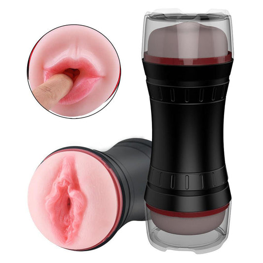 Oral Sex & 3D Textured Vagina Double-end Soft Men Masturbation Stroker