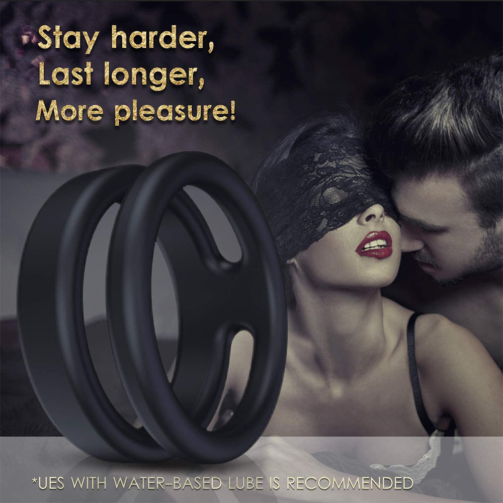 Silicone Dual Penis Ring Premium Stretchy Erection Enhancing Sex Toy