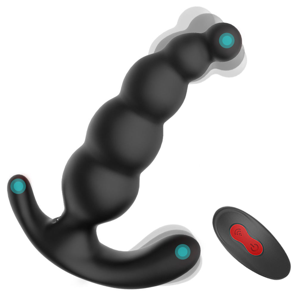 Vibrating Anal Prostate Massager with Beads Butt Plug Vibrator