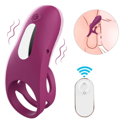 Remote Control Dual Ring Silicone Vibrating Penis Ring With 9 Modes