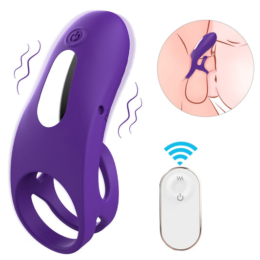 Remote Control Dual Ring Silicone Vibrating Penis Ring With 9 Modes