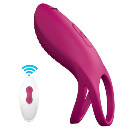 Remote Control Silicone Vibrating Penis Ring with Double Ring 9 Speeds