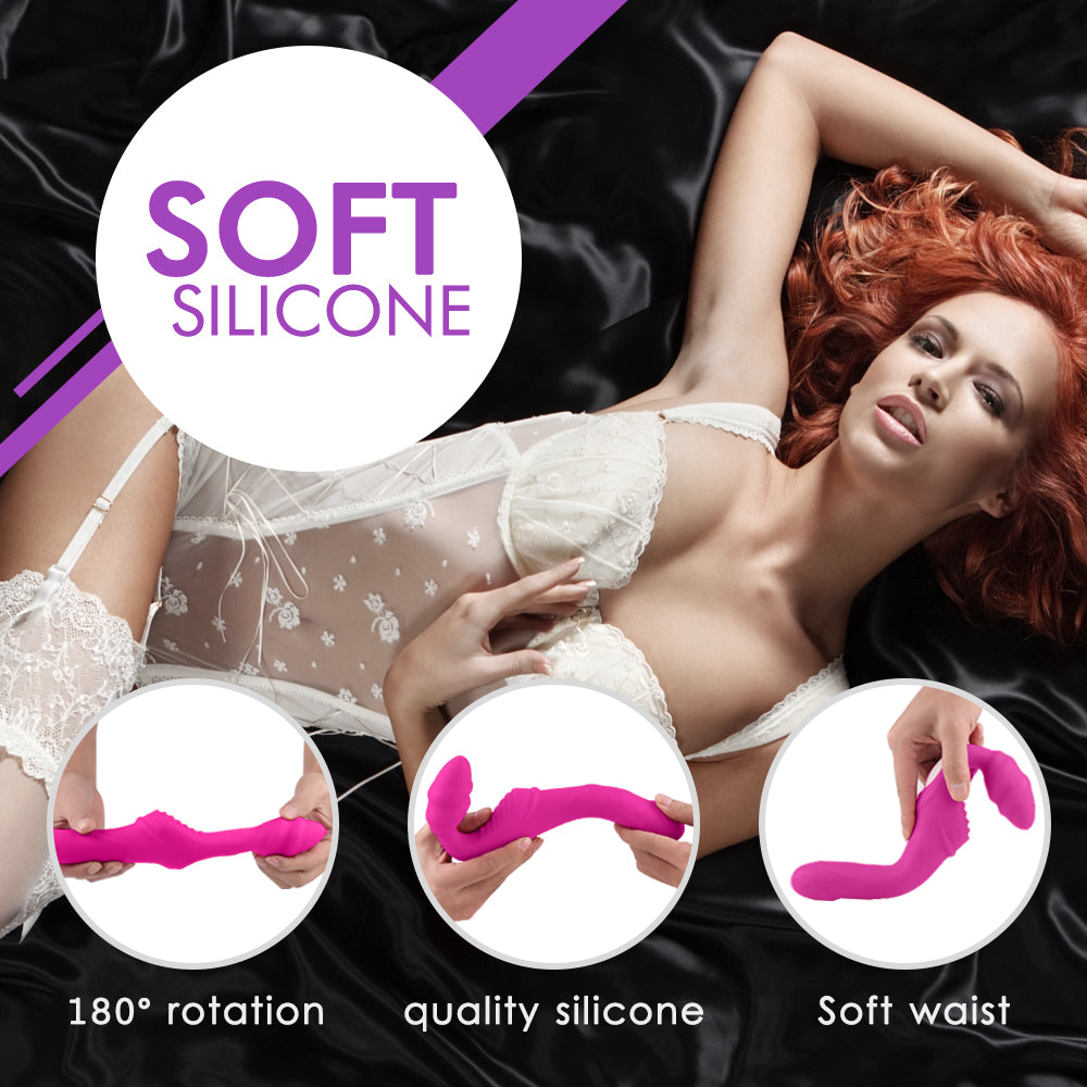 Remote Control Vibrating Strapless Strap on Silicone Dildo 9 Modes