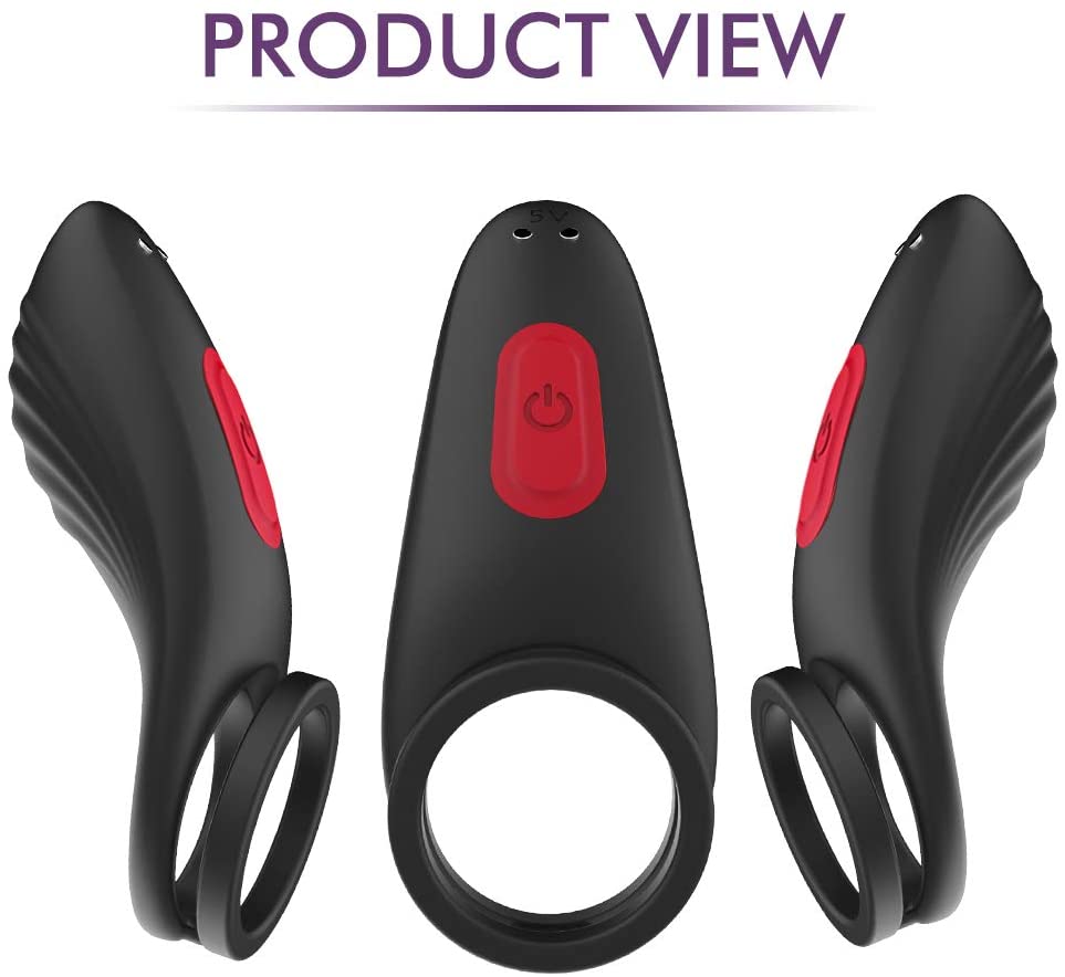 Remote Control Silicone Vibrating Penis Ring with Double Ring 9 Speeds