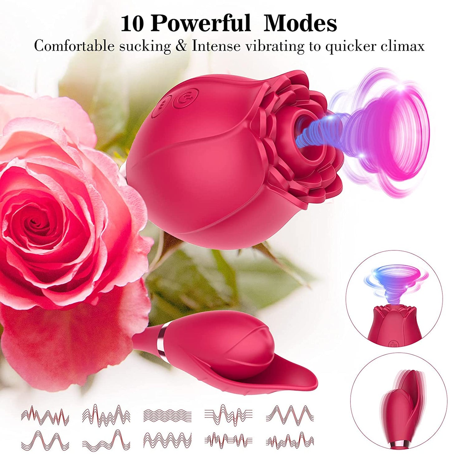 10 Patterns Rose Clitoral Sucking Vibrator with Licking Vibrating Egg