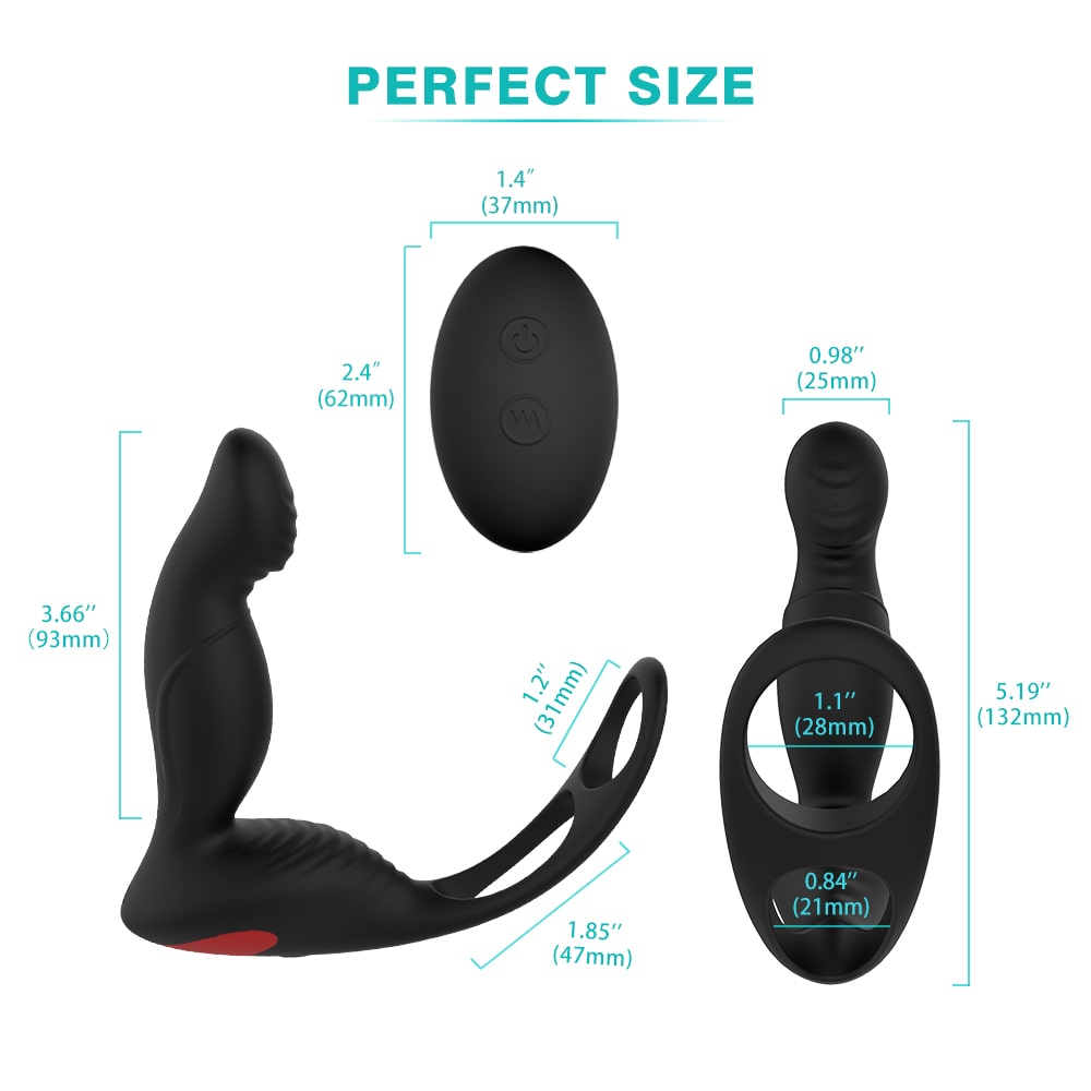 Prostate Massager Vibrator With Penis Ring and Ball Loop 9 Vibrations