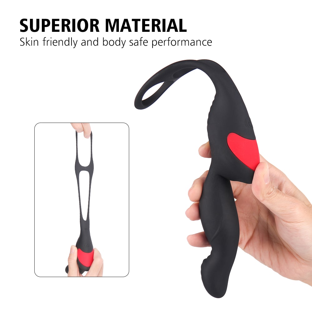 Prostate Massager Vibrator With Penis Ring and Ball Loop 9 Vibrations