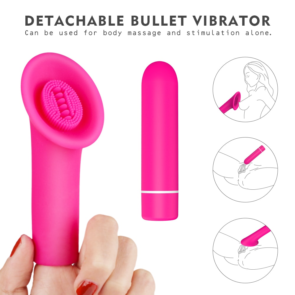 9 Vibration Modes Detachable Bullet Clitoral Licking Vibrator Massager